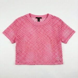 Forever 21 Pink Mesh Crop Top